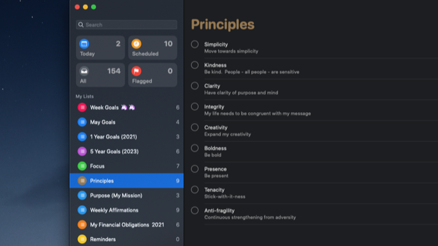 My Aspirational Principles