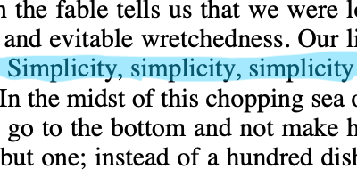 Thoreau: On The Noun Simplicity and Verb Simplify
